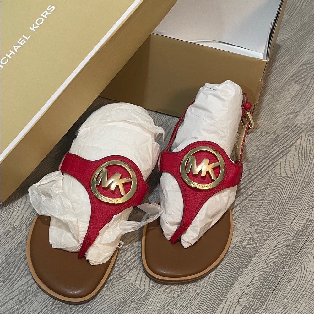 Michael Kors Red and Gold Women's Sandals